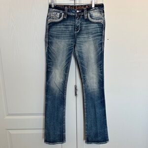 Rock Revival Distressed Blue Denim Jeans